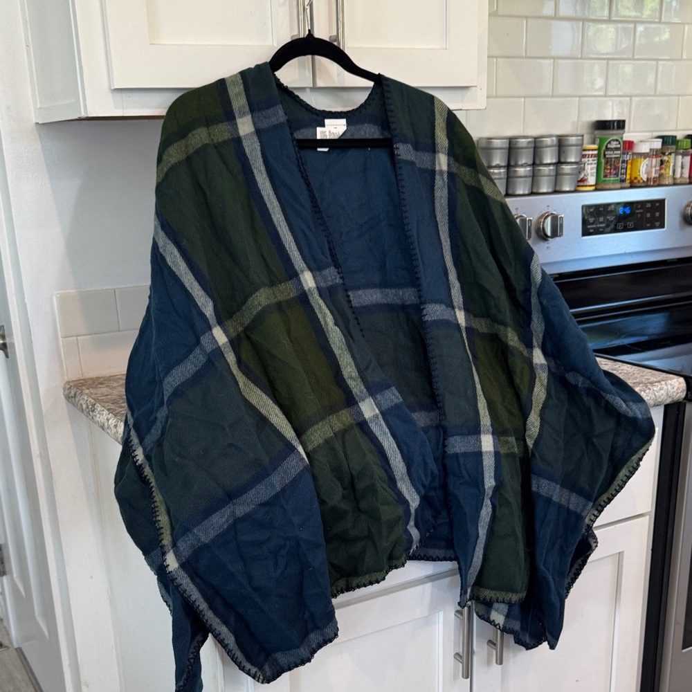 Woolrich Blue Knit Poncho